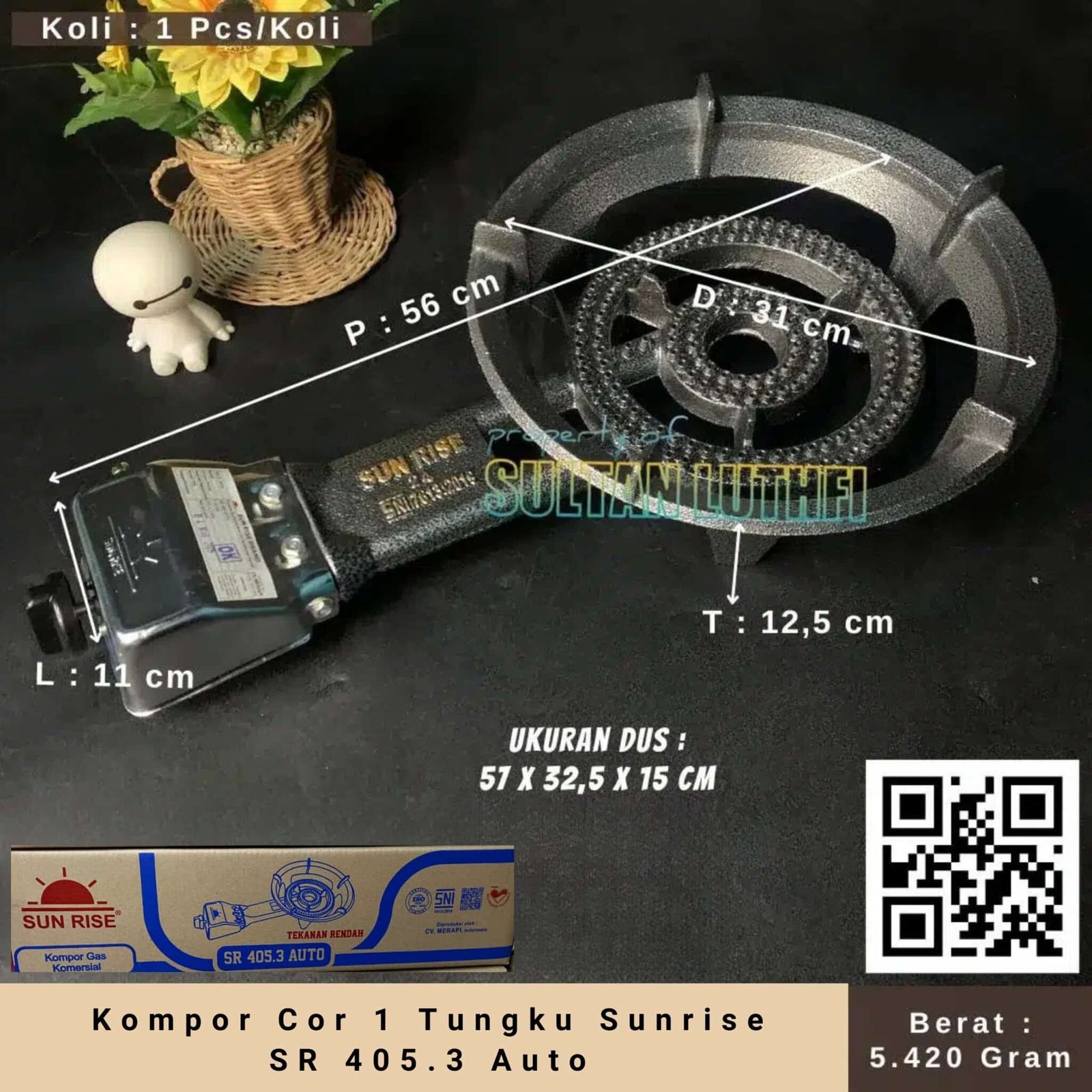 Kompor Cor 1 Tungku Sunrise SR 405.3 Auto