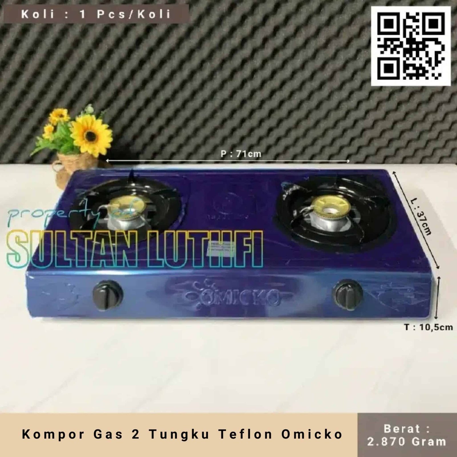 Kompor Gas 2 Tungku Teflon Omicko