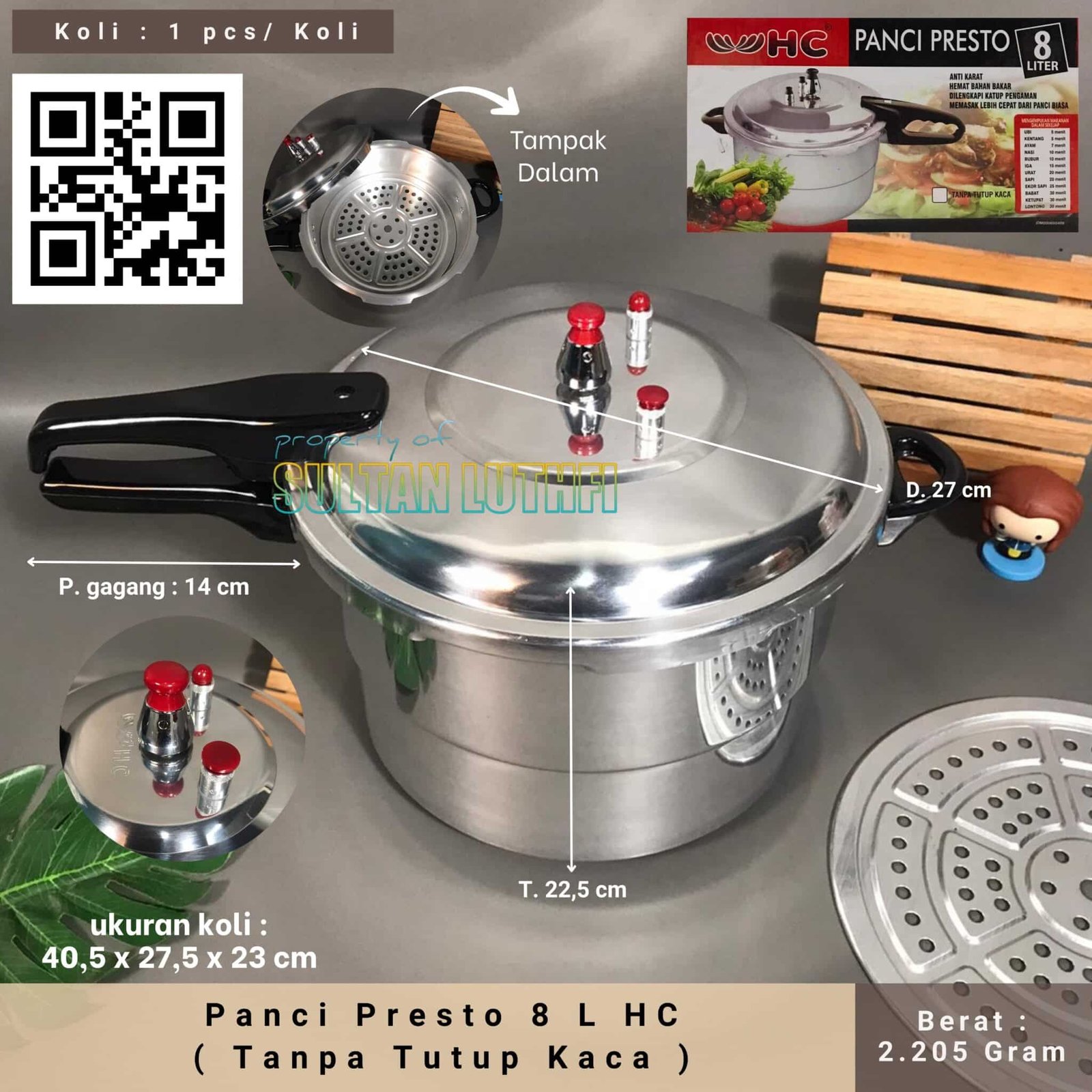 Panci Presto 8 L HC ( Tanpa Tutup Kaca )