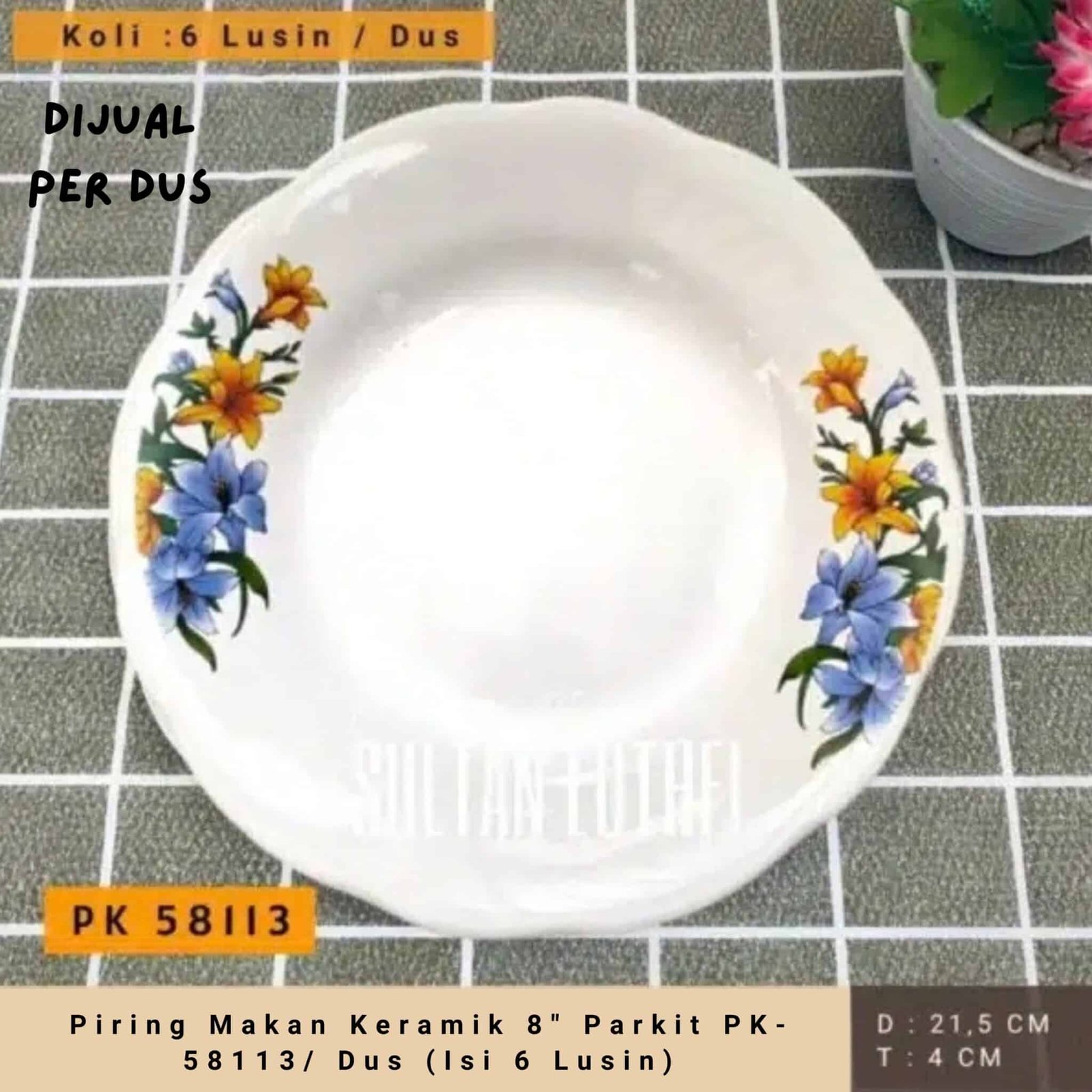 Piring Makan Keramik 8 Parkit PK-58113 Dus (Isi 6 Lusin)