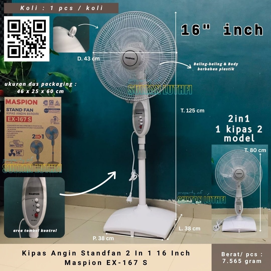 Kipas Angin Standfan 2 In 1 16 Inch Maspion EX-167 S