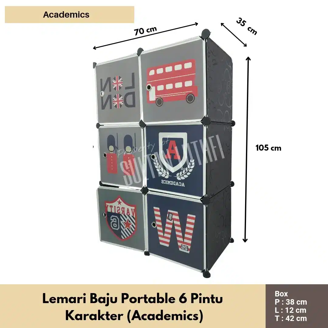 Lemari Baju Portable 6 Pintu Karakter (Academics)
