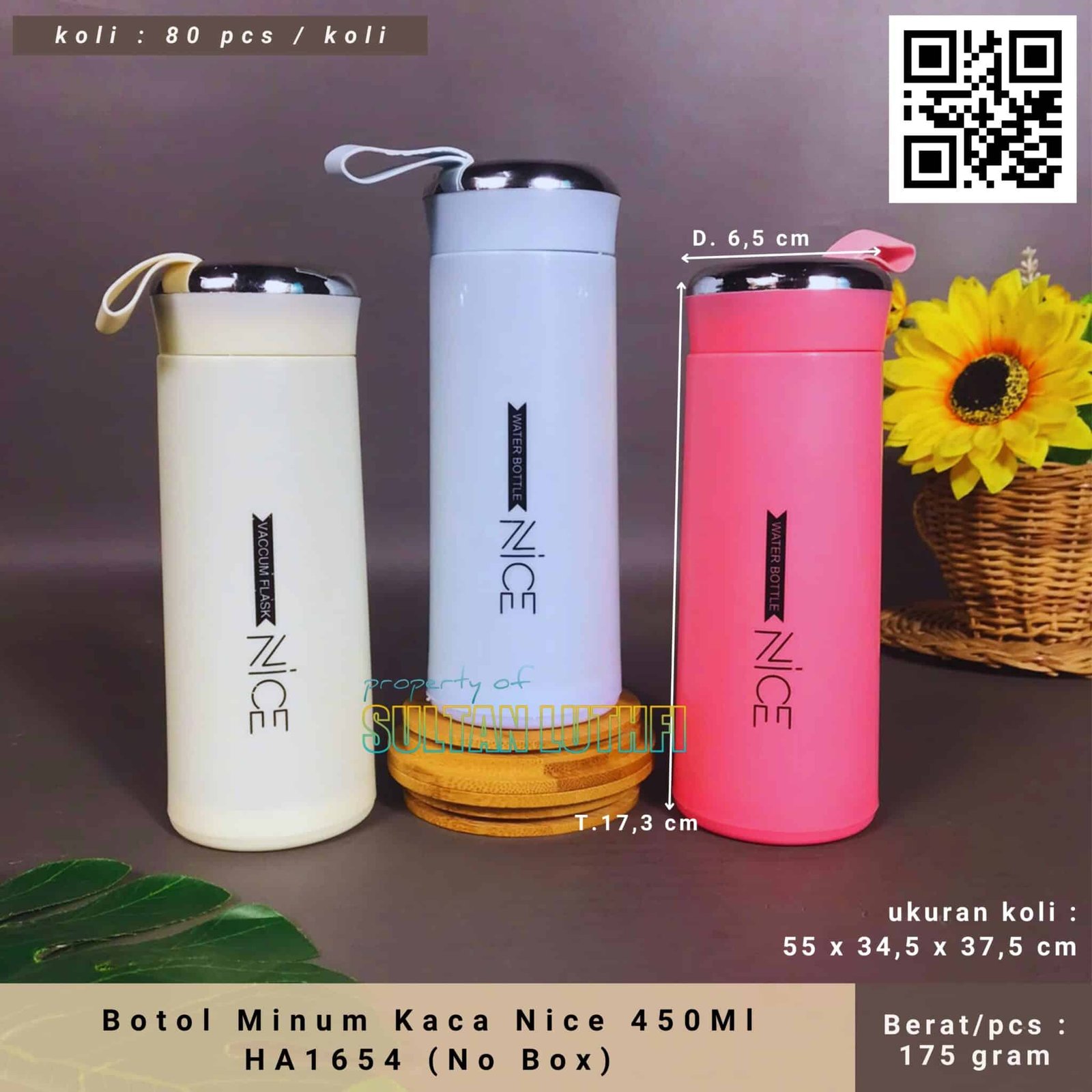 Botol Minum Kaca Nice 450Ml HA1654 (No Box