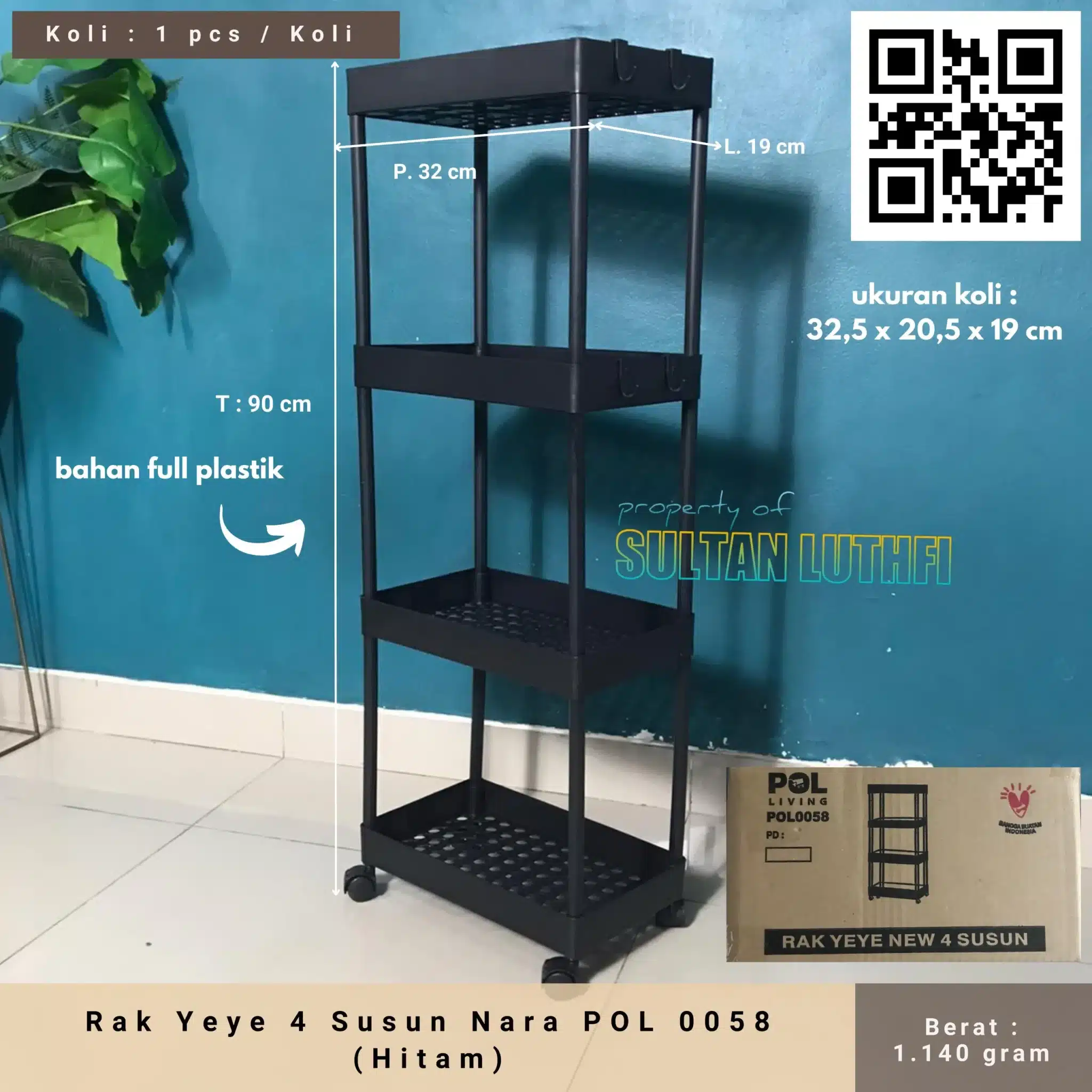 Rak Yeye 4 Susun Nara POL 0058 (Hitam)_11zon