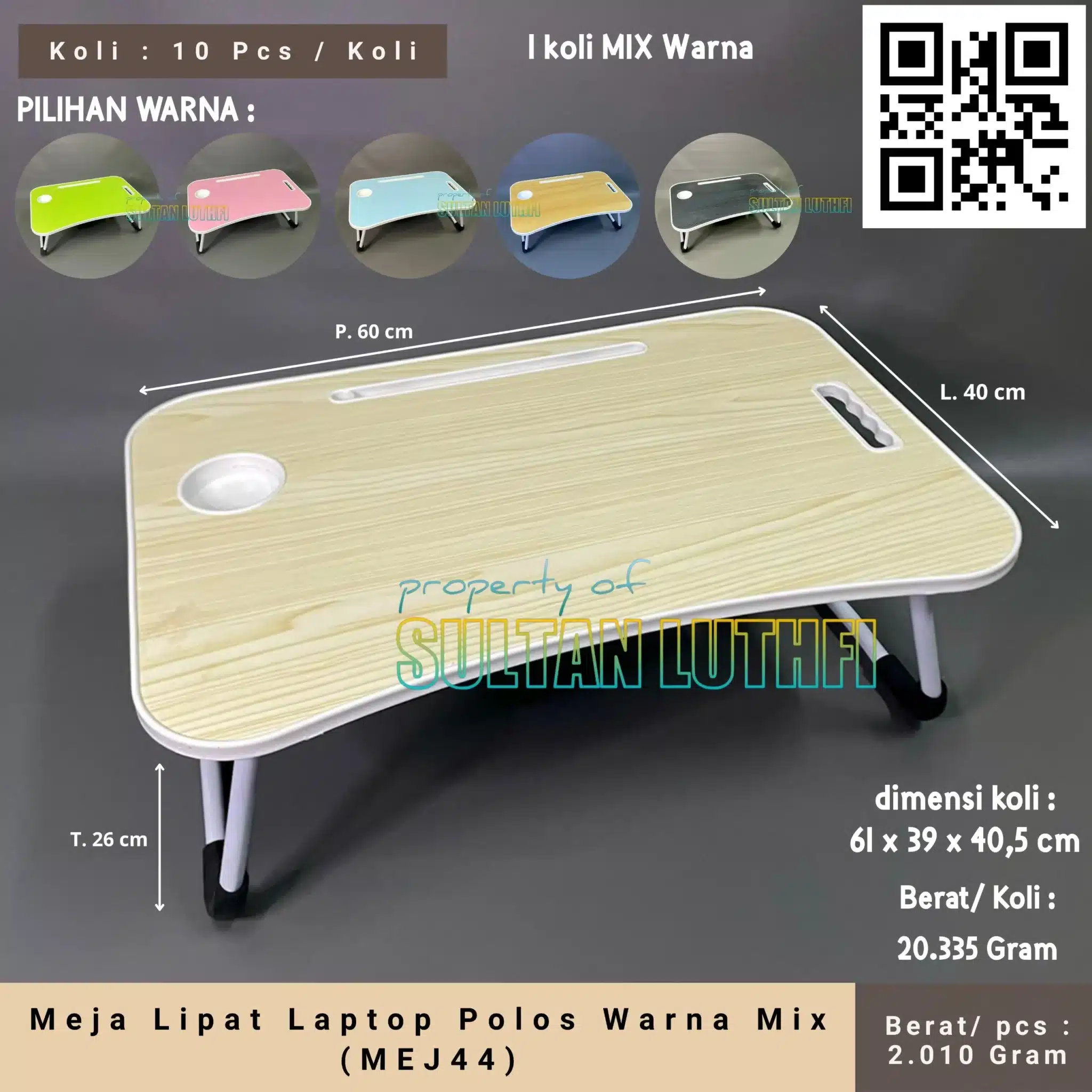 Meja Lipat Laptop Polos Warna Mix (MEJ44)1_11zon