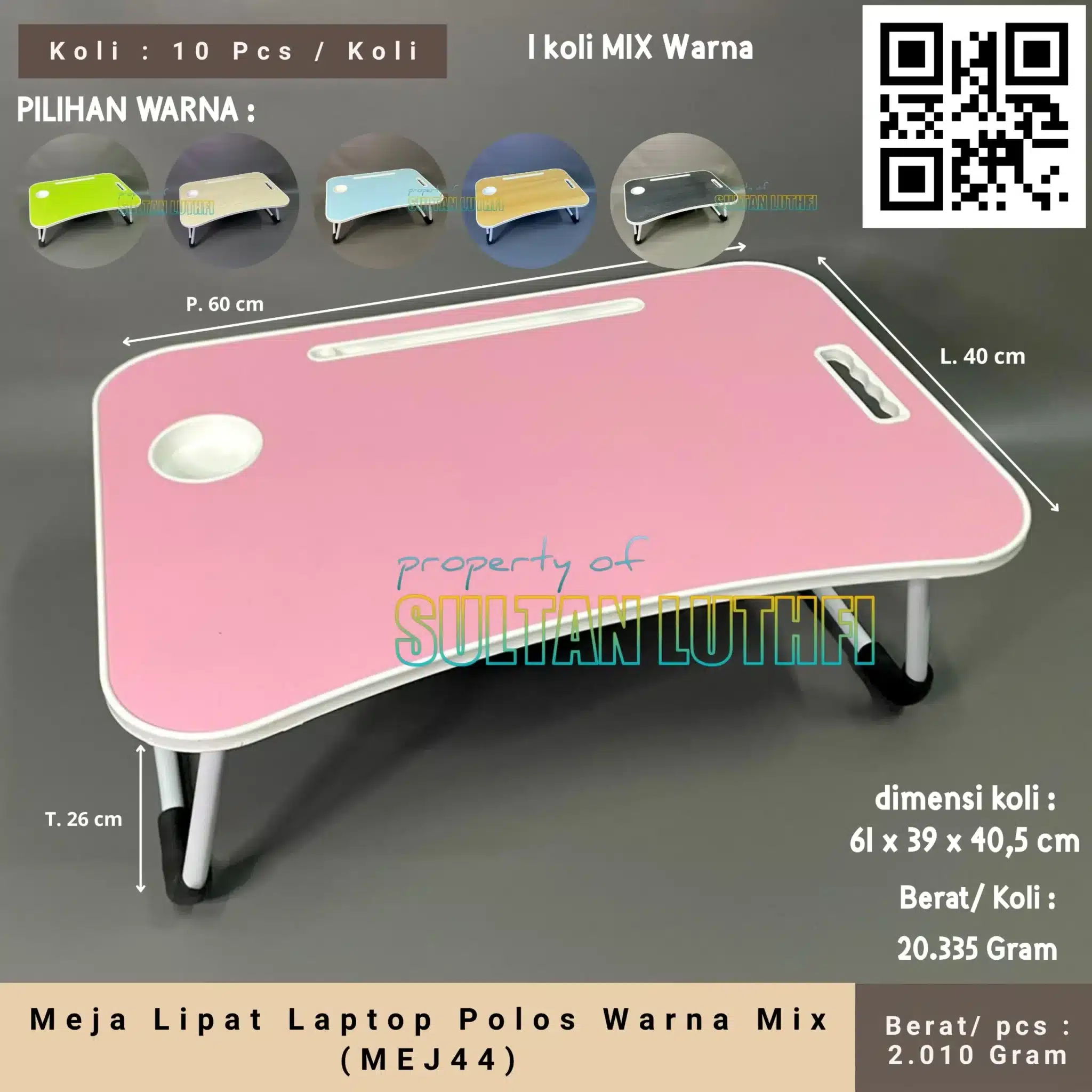 Meja Lipat Laptop Polos Warna Mix (MEJ44)2_11zon
