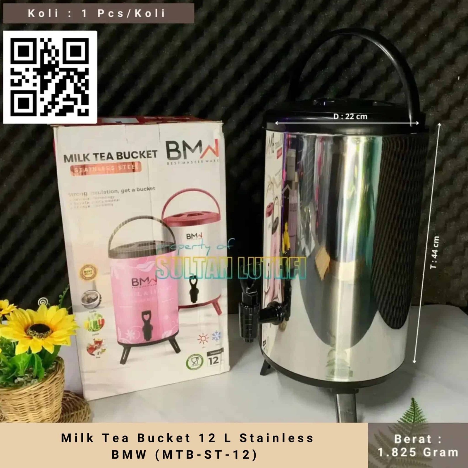 Milk Tea Bucket 12 L Stainless BMW (MTB-ST-12