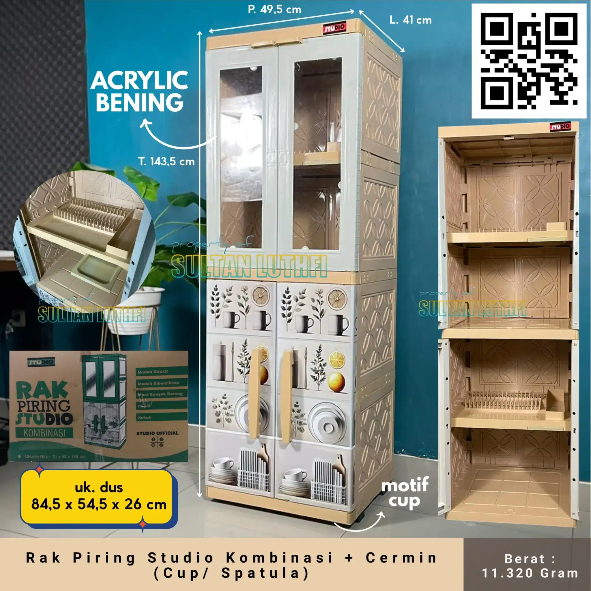 Rak Piring Studio Kombinasi + Cermin (Cup Spatula)_11zon