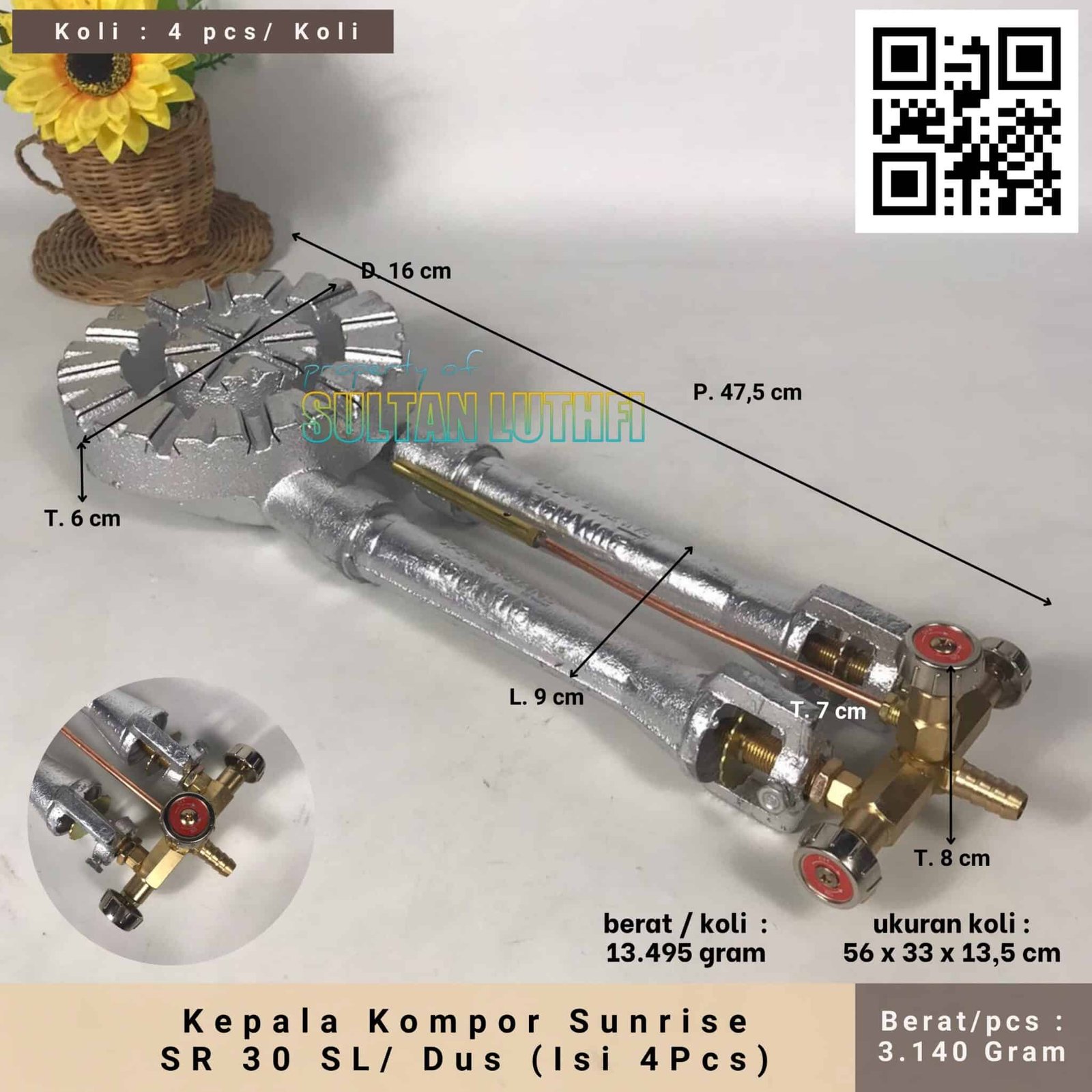 Kepala Kompor Sunrise SR 30 SL Dus (Isi 4Pcs)