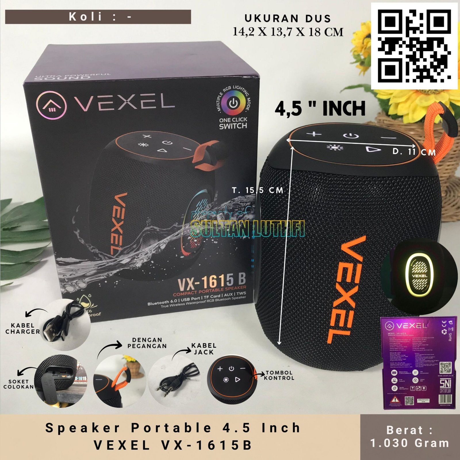 Speaker Portable 4.5 Inch VEXEL VX-1615B