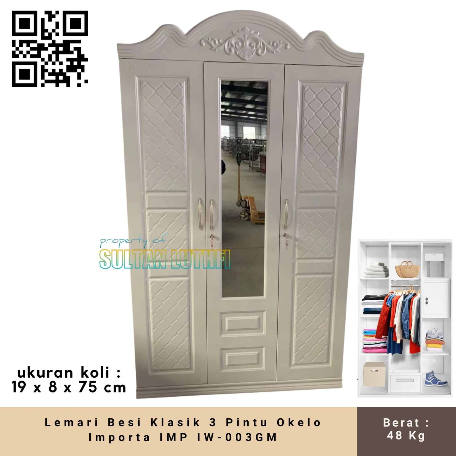 Lemari Besi Klasik 3 Pintu Okelo Importa IMP IW-003GM