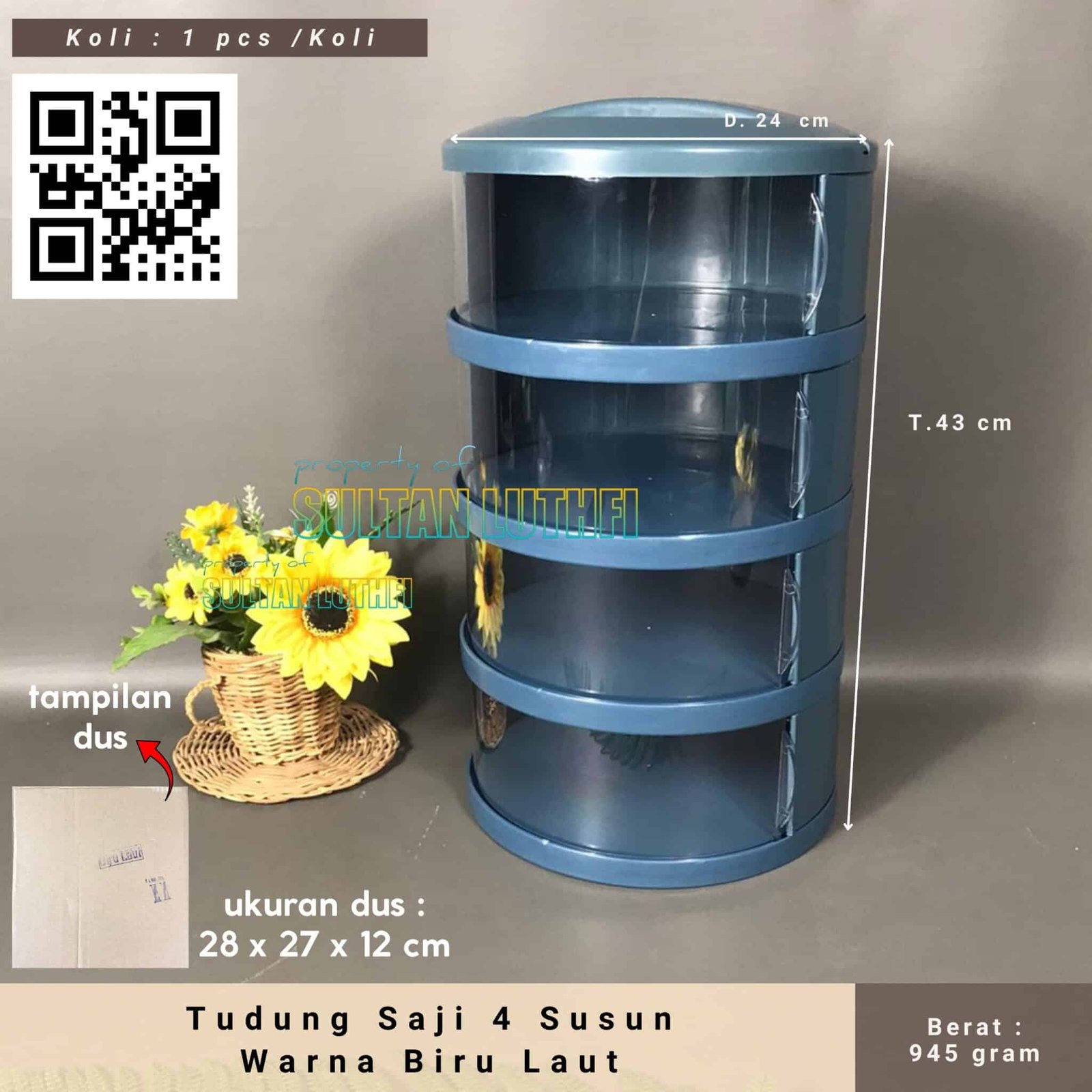 Tudung Saji 4 Susun Warna Biru Laut