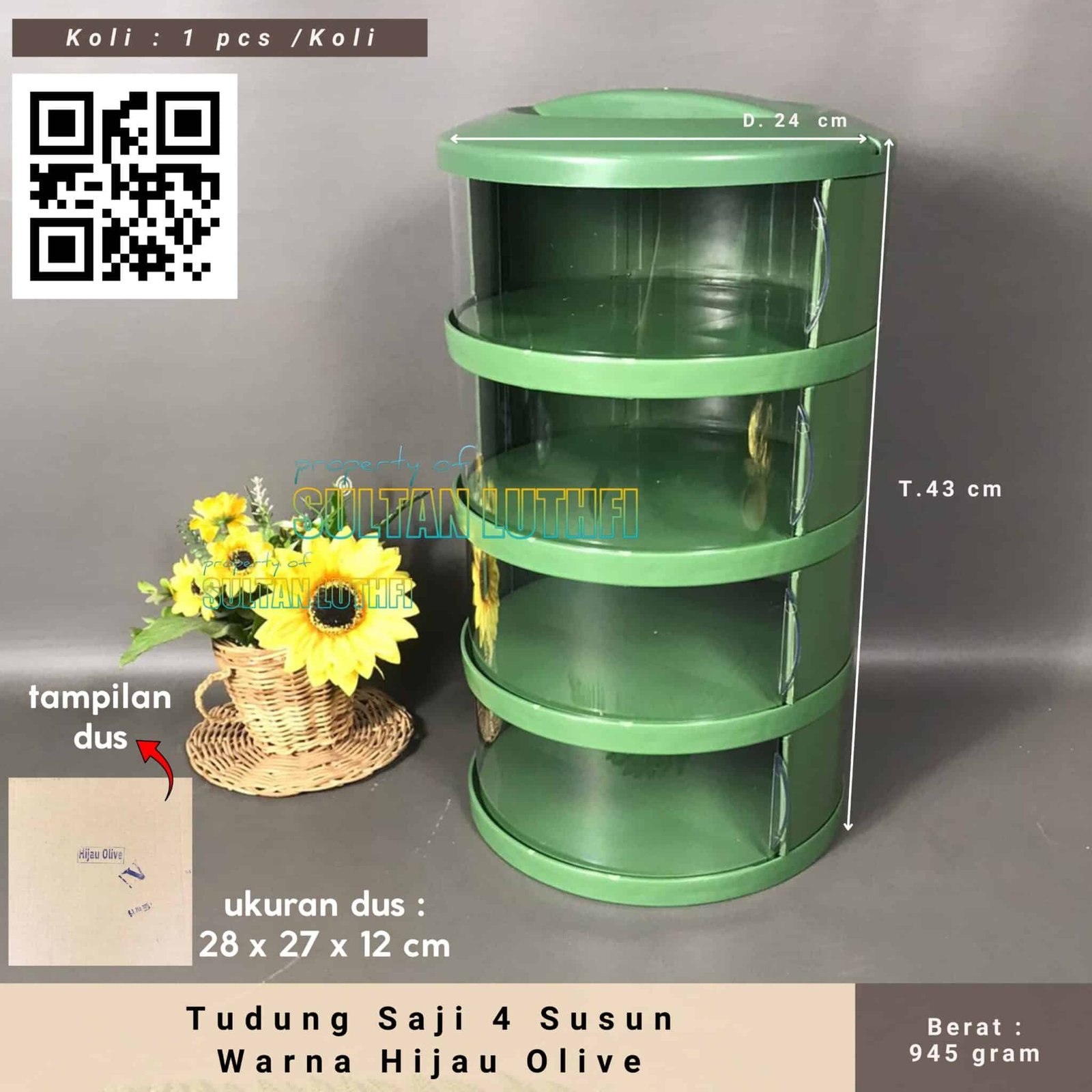 Tudung Saji 4 Susun Warna Hijau Olive