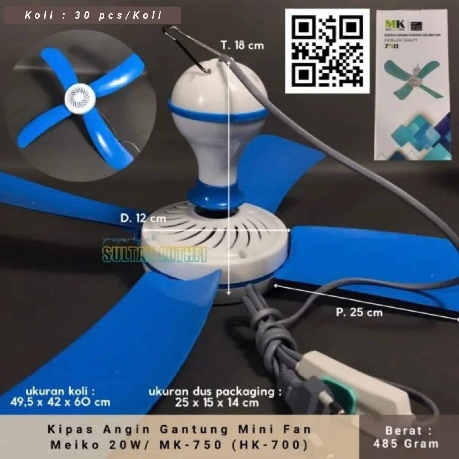 Kipas Angin Gantung Mini Fan Meiko 20W MK-750 (HK-700)1
