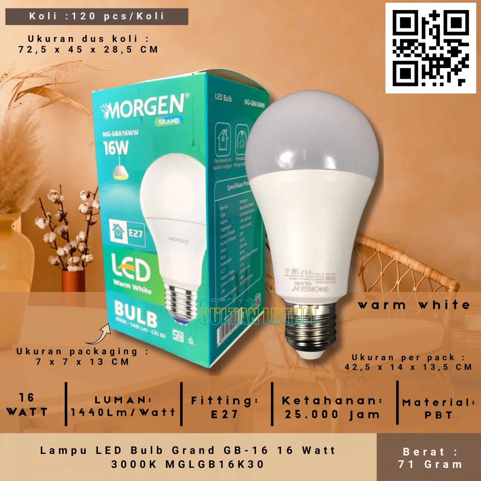 Lampu LED Bulb Grand GB-16 16 Watt 3000K MGLGB16K30