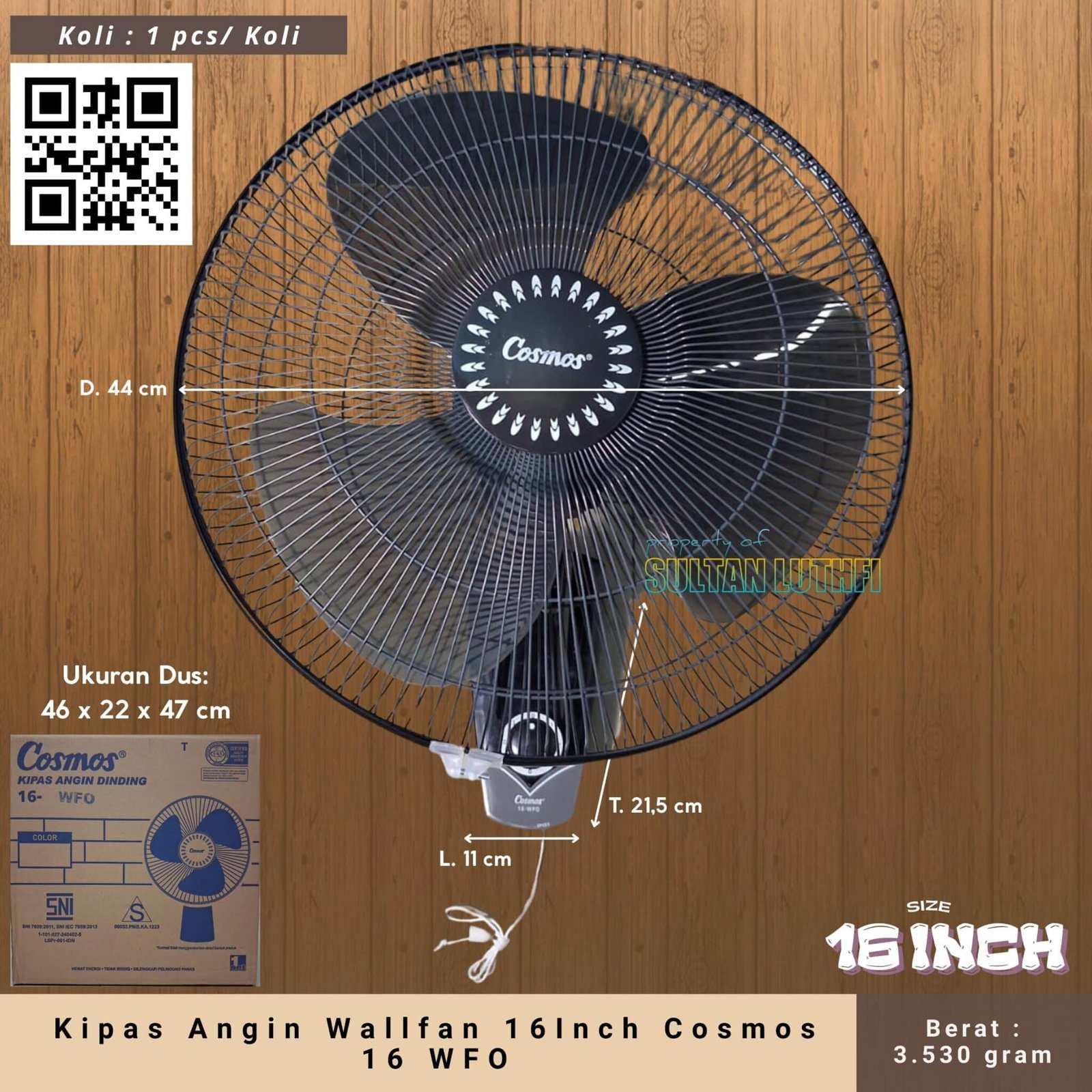 Kipas Angin Wallfan 16Inch Cosmos 16 WFO