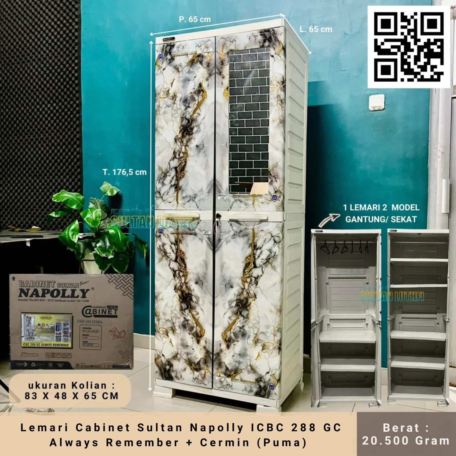 Lemari Cabinet Sultan Napolly ICBC 288 GC Always Remember + Cermin (Puma)