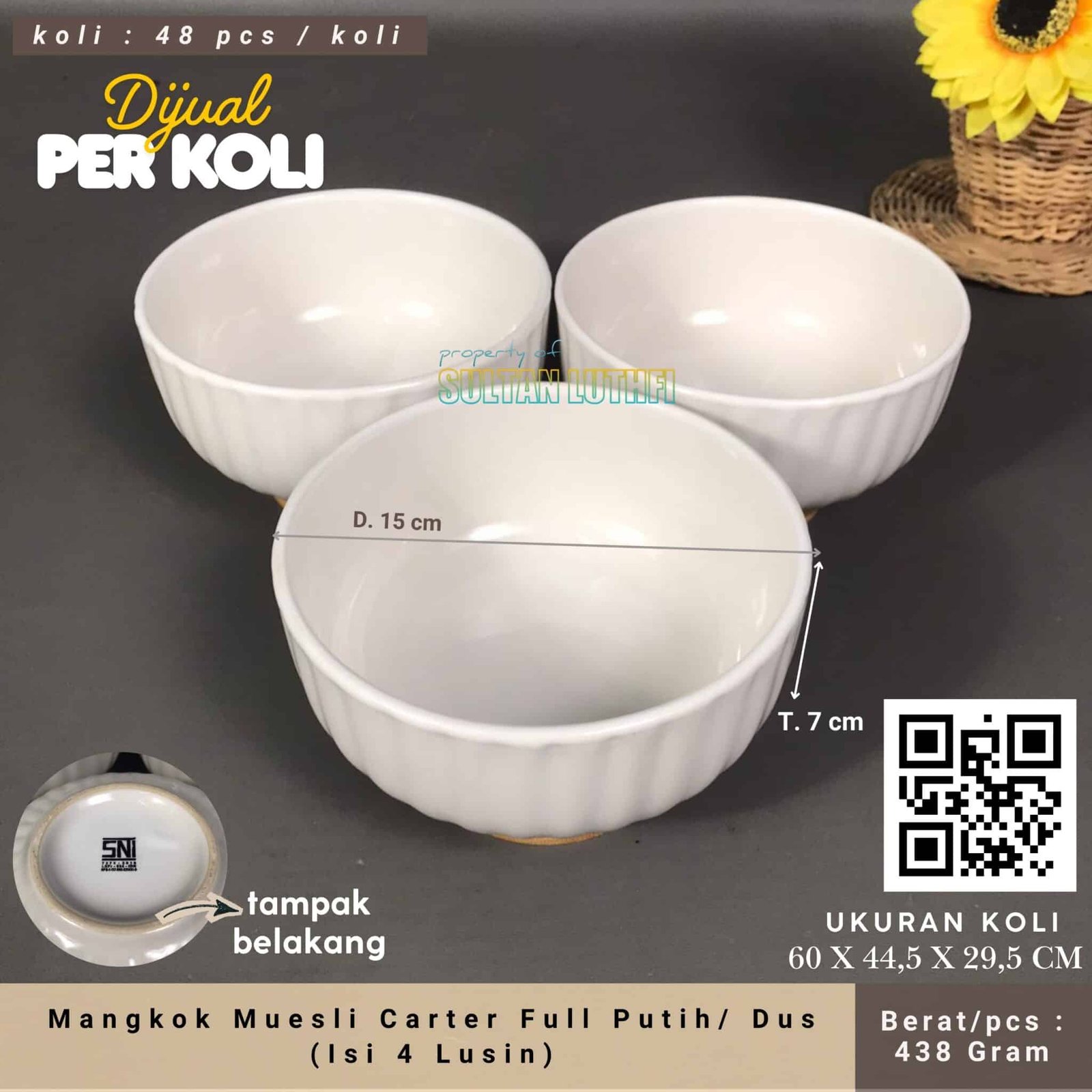 Mangkok Muesli Carter Full Putih Dus (Isi 4 Lusin)
