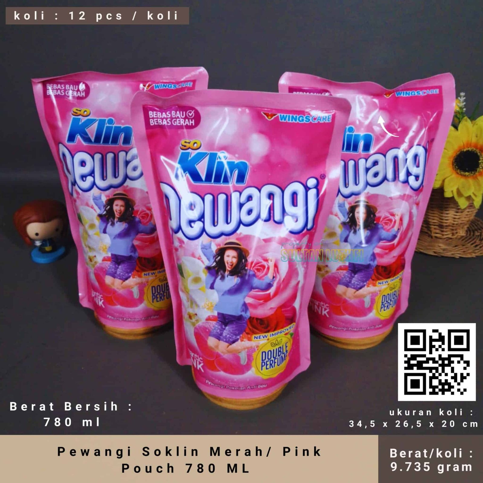 Pewangi Soklin Merah Pink Pouch 780 ML