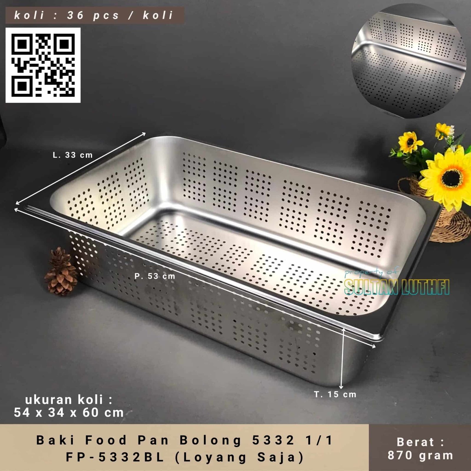 Baki Food Pan Bolong 5332 1 1 FP-5332BL (Loyang Saja)