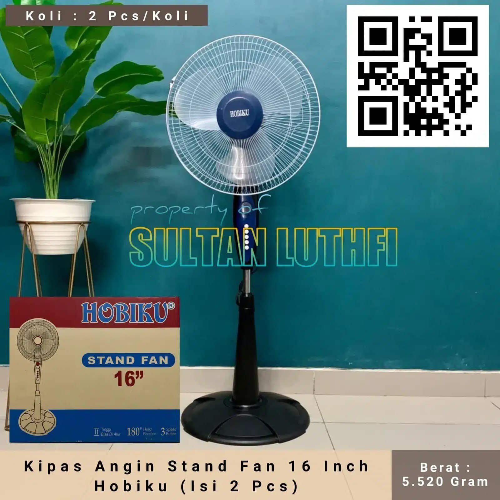 Kipas Dinding Wallfan 16 Inch Hobiku (Isi 2 Pcs)