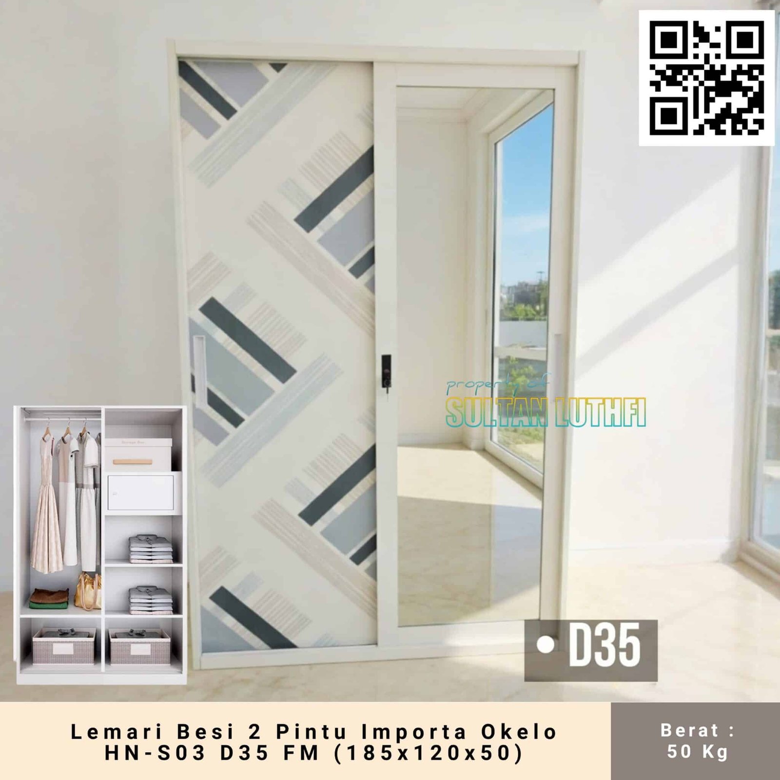 Lemari Besi 2 Pintu Importa Okelo HN-S03 D35 FM (185x120x50)