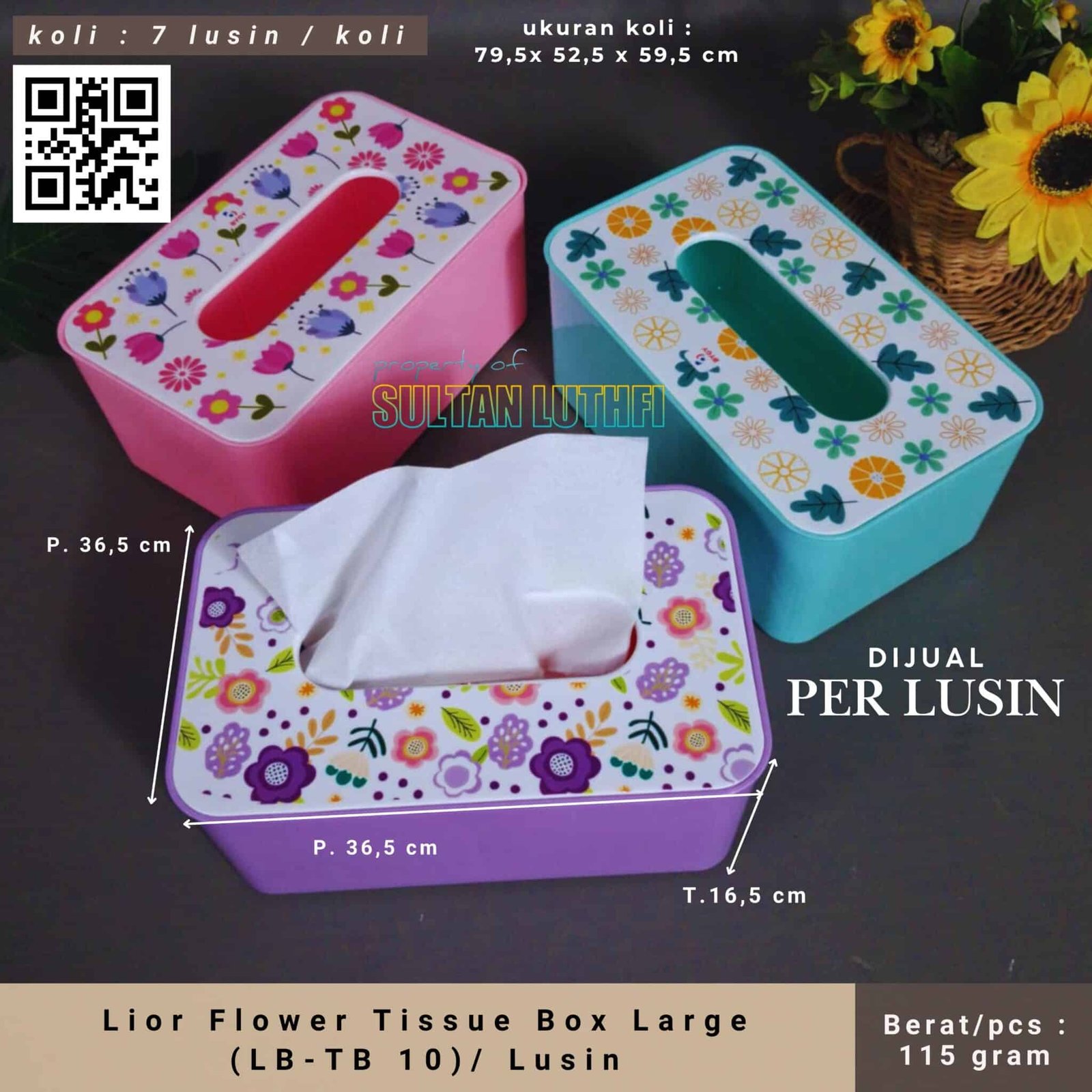 Lior Flower Tissue Box Large (LB-TB 10) Lusin