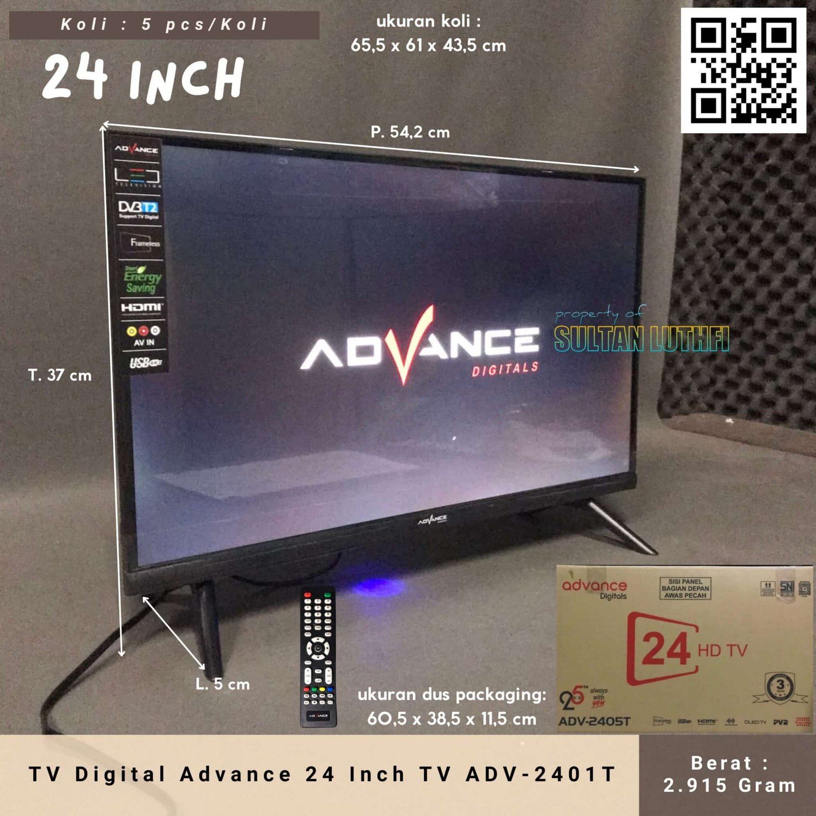 V LED Digital Advance 24 Inch ADV-2401T Digital DVB T2