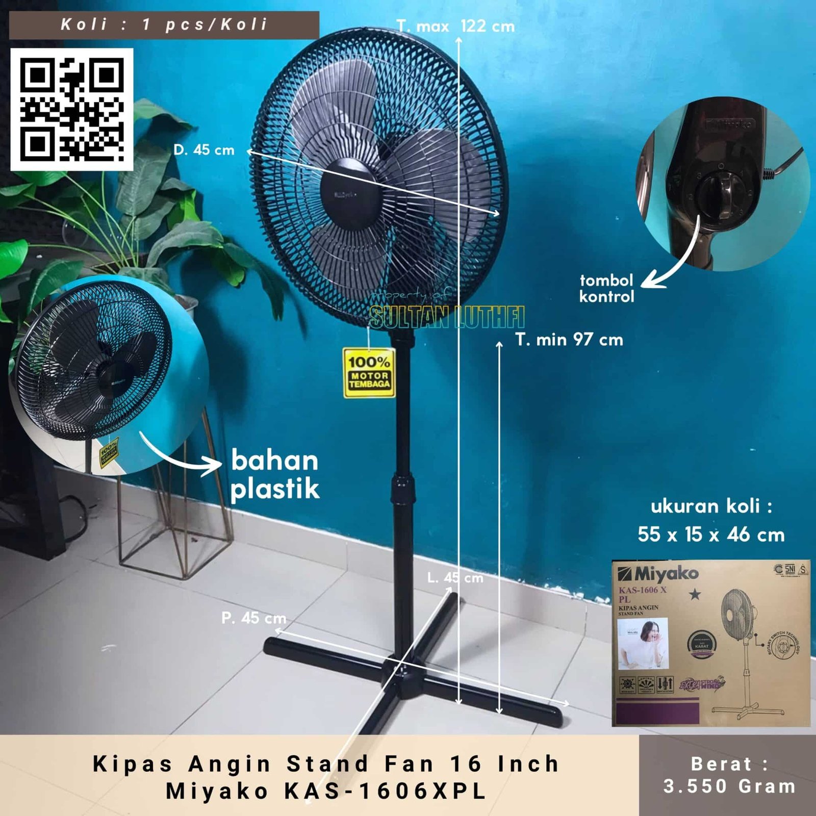 Kipas Angin Stand Fan 16 Inch Miyako KAS-1606XPL