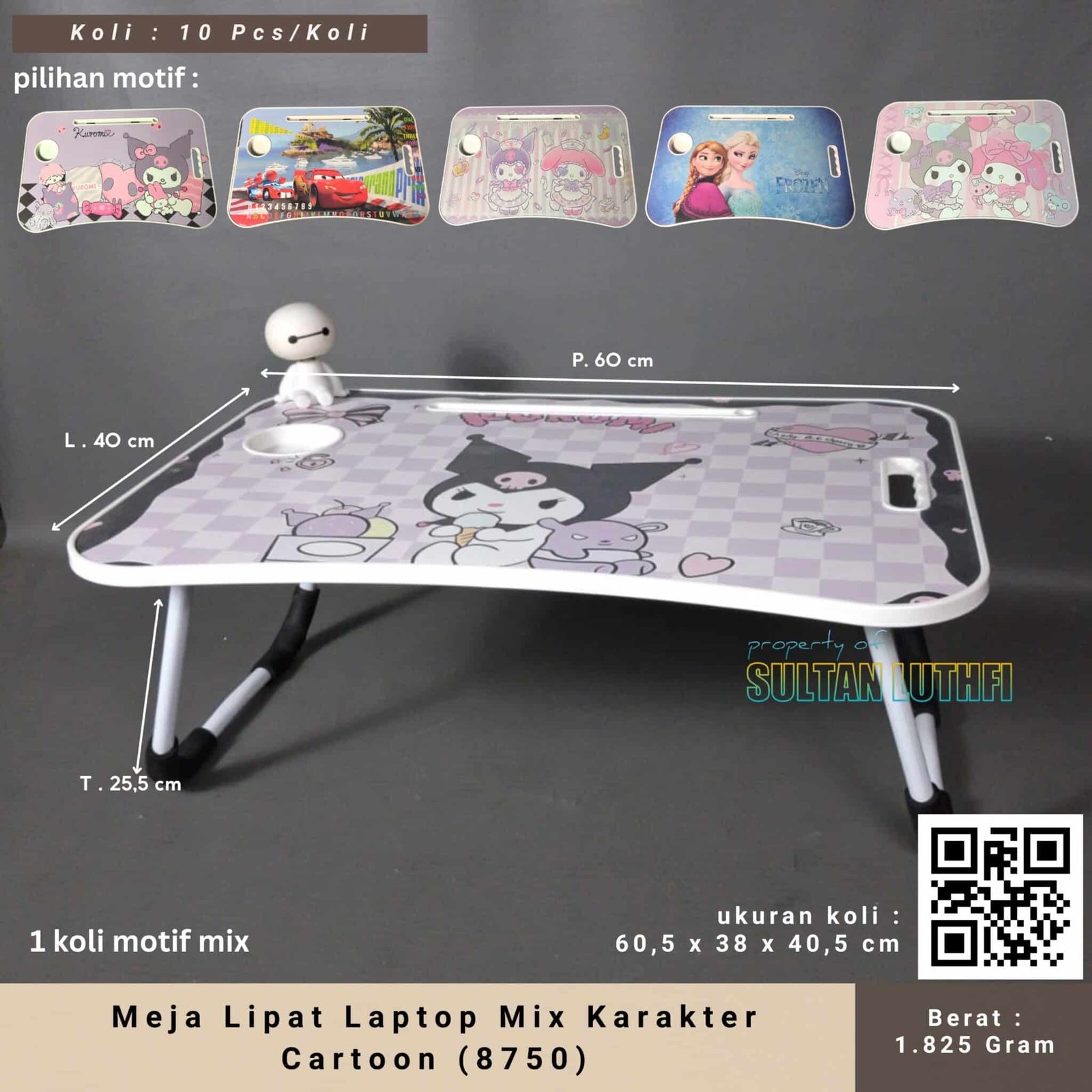 Meja Lipat Laptop Mix Karakter Cartoon (8750)