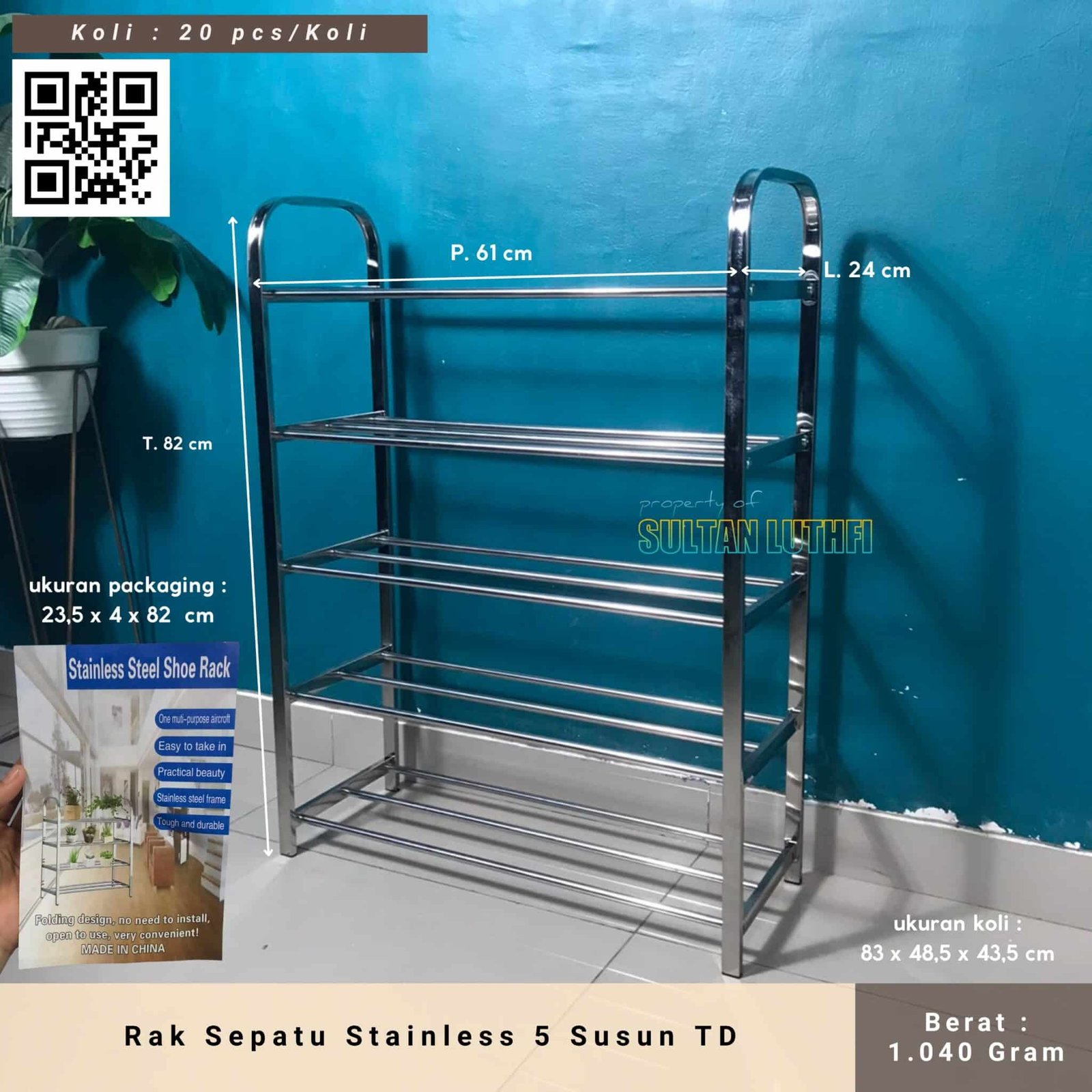 Rak Sepatu Stainless 5 Susun TD