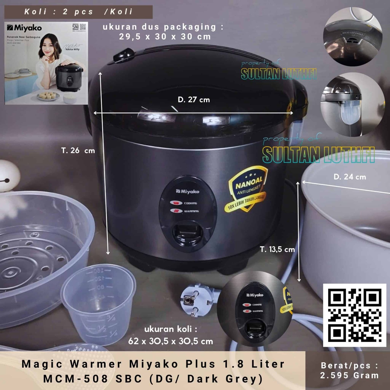 Magic Warmer Miyako Plus 1.8 Liter MCM-508 SBC (DG Dark Grey)