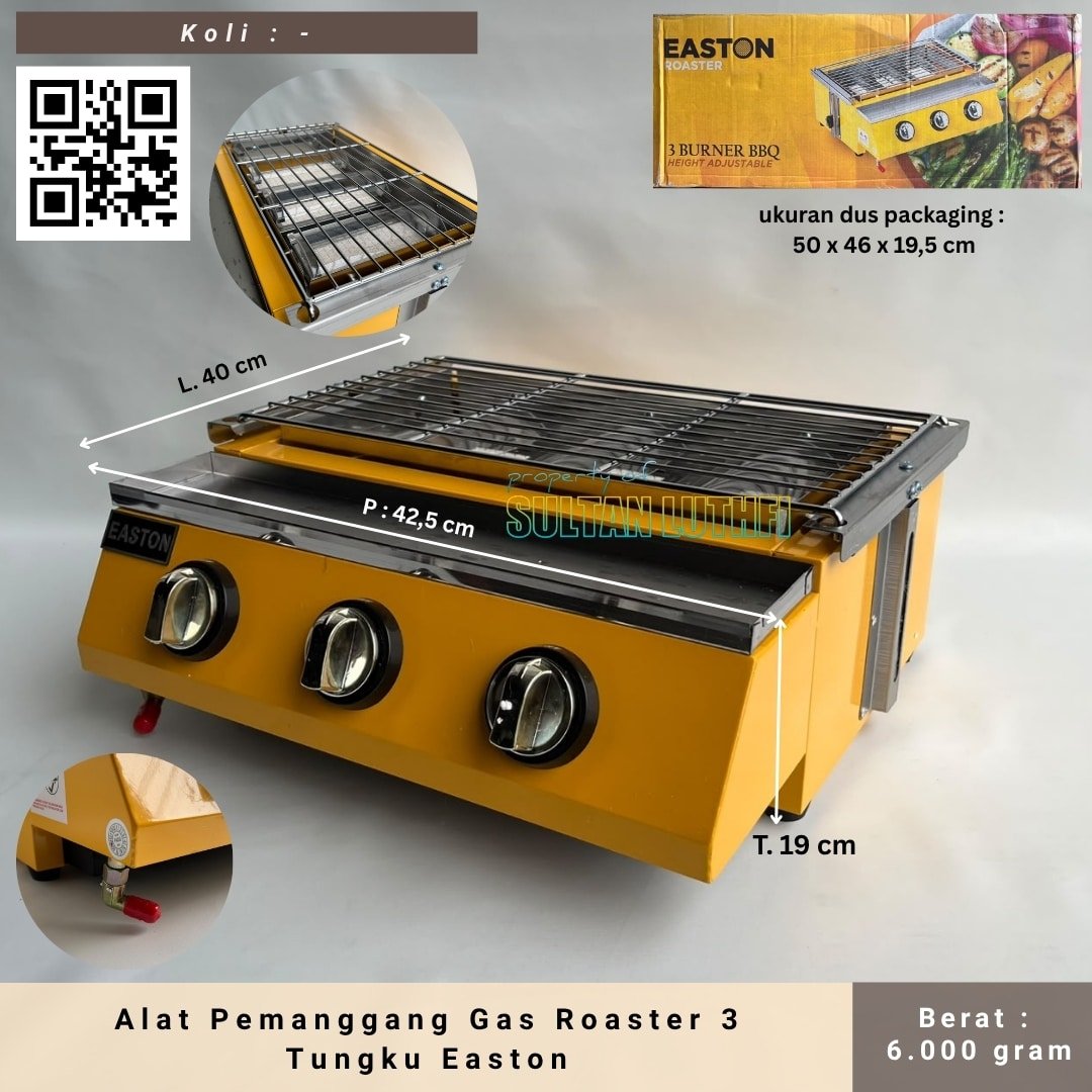 Alat Pemanggang Gas Roaster 3 Tungku Easton