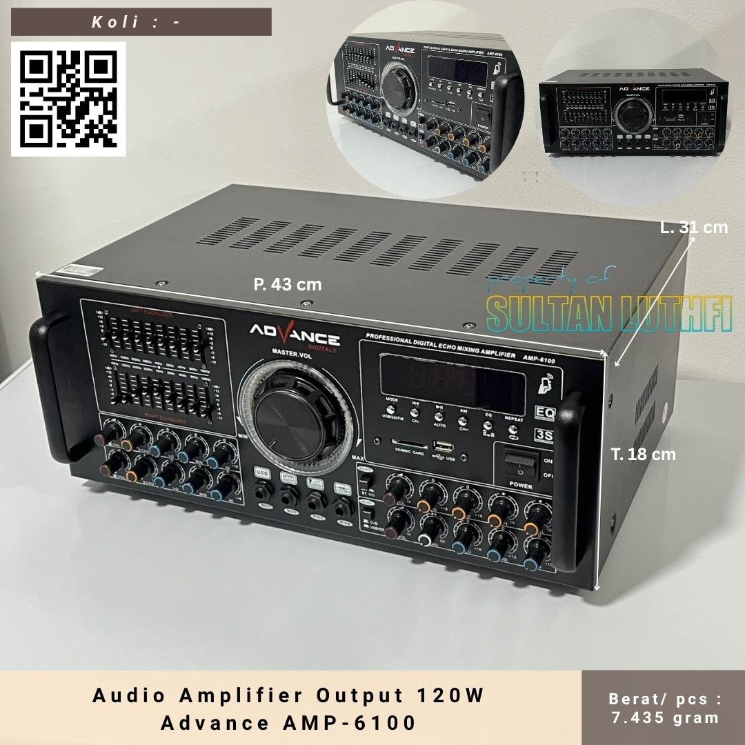 Audio Amplifier Output 120W Advance AMP-6100