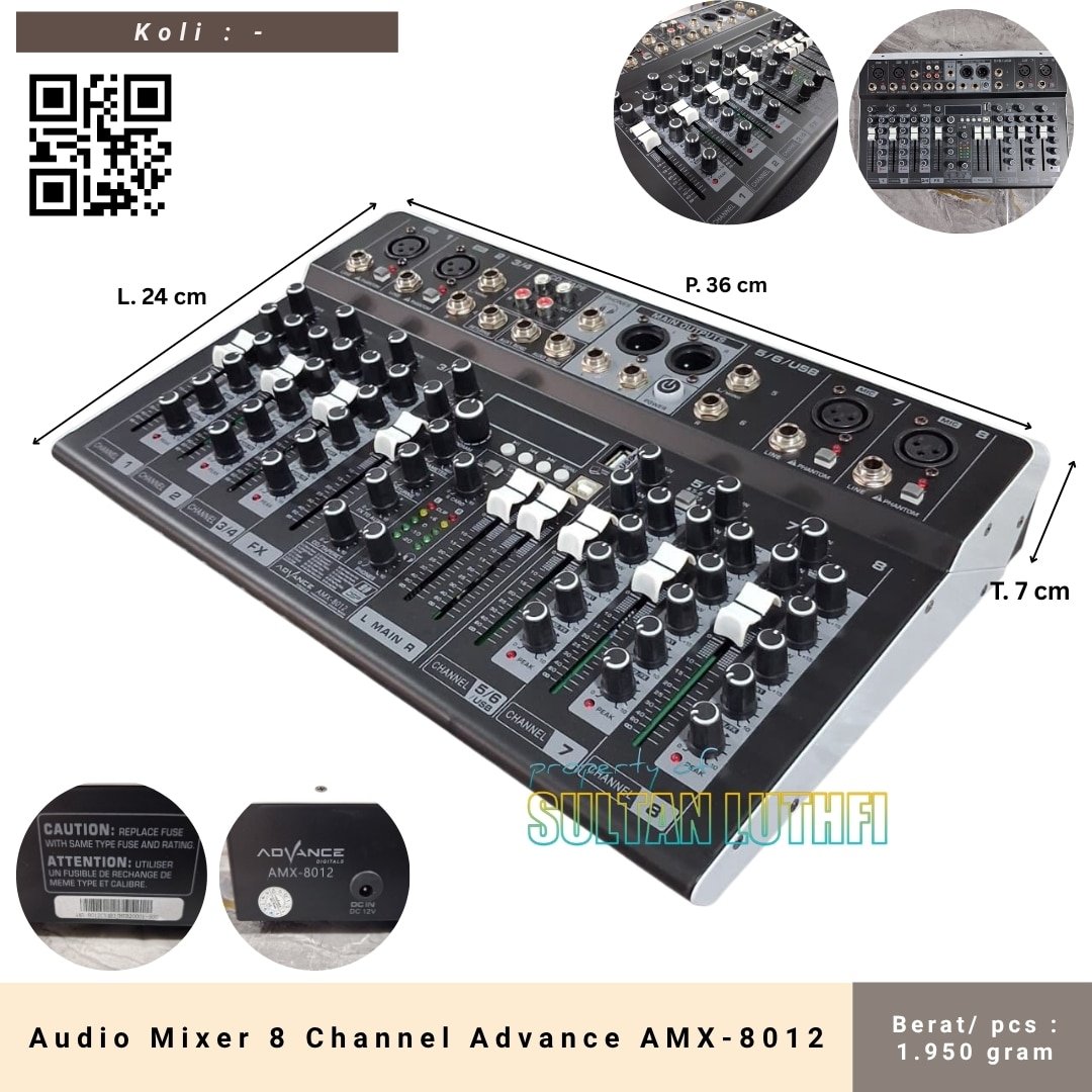 Audio Mixer 8 Channel Advance AMX-8012