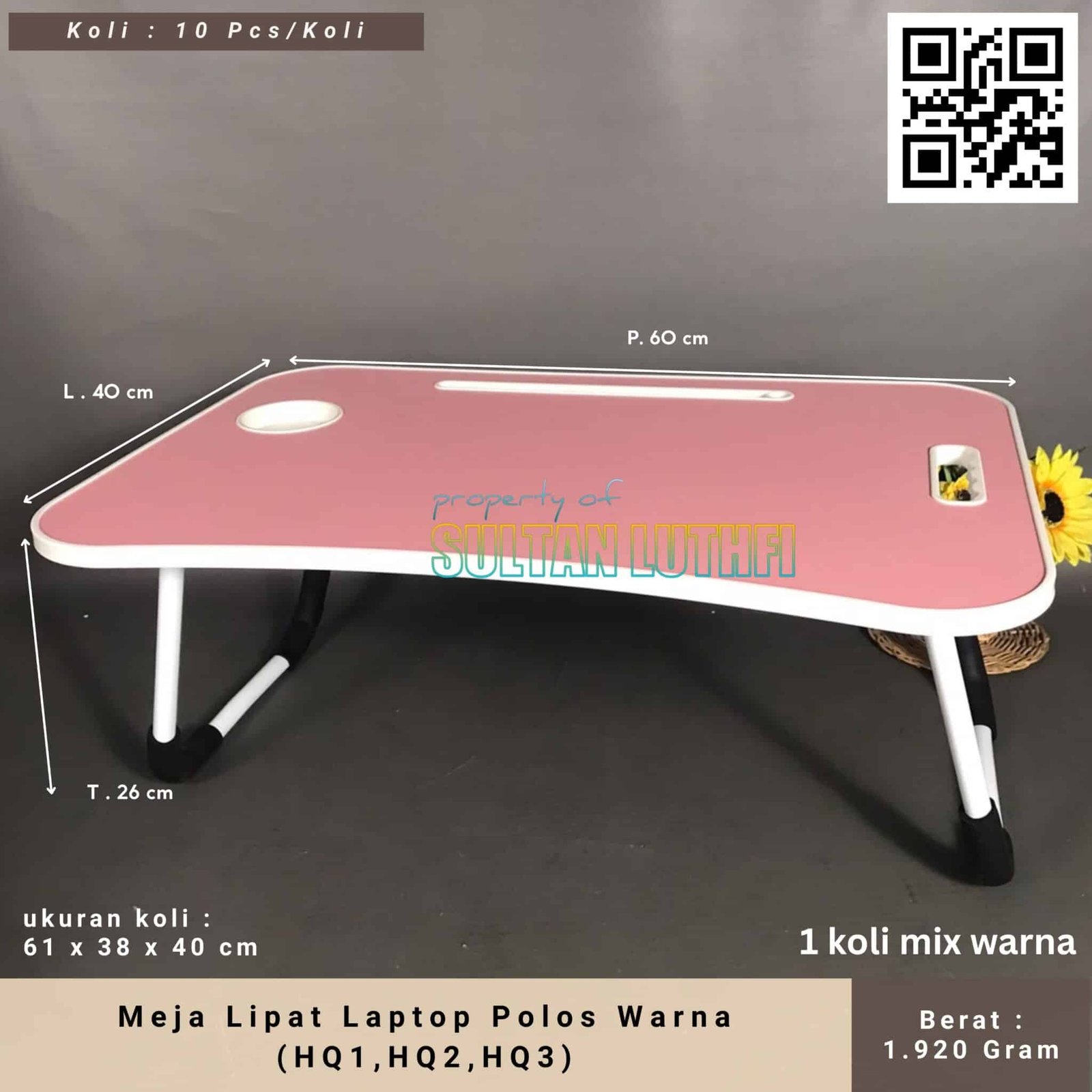 Meja Lipat Laptop Polos Warna (HQ1,HQ2,HQ3)3