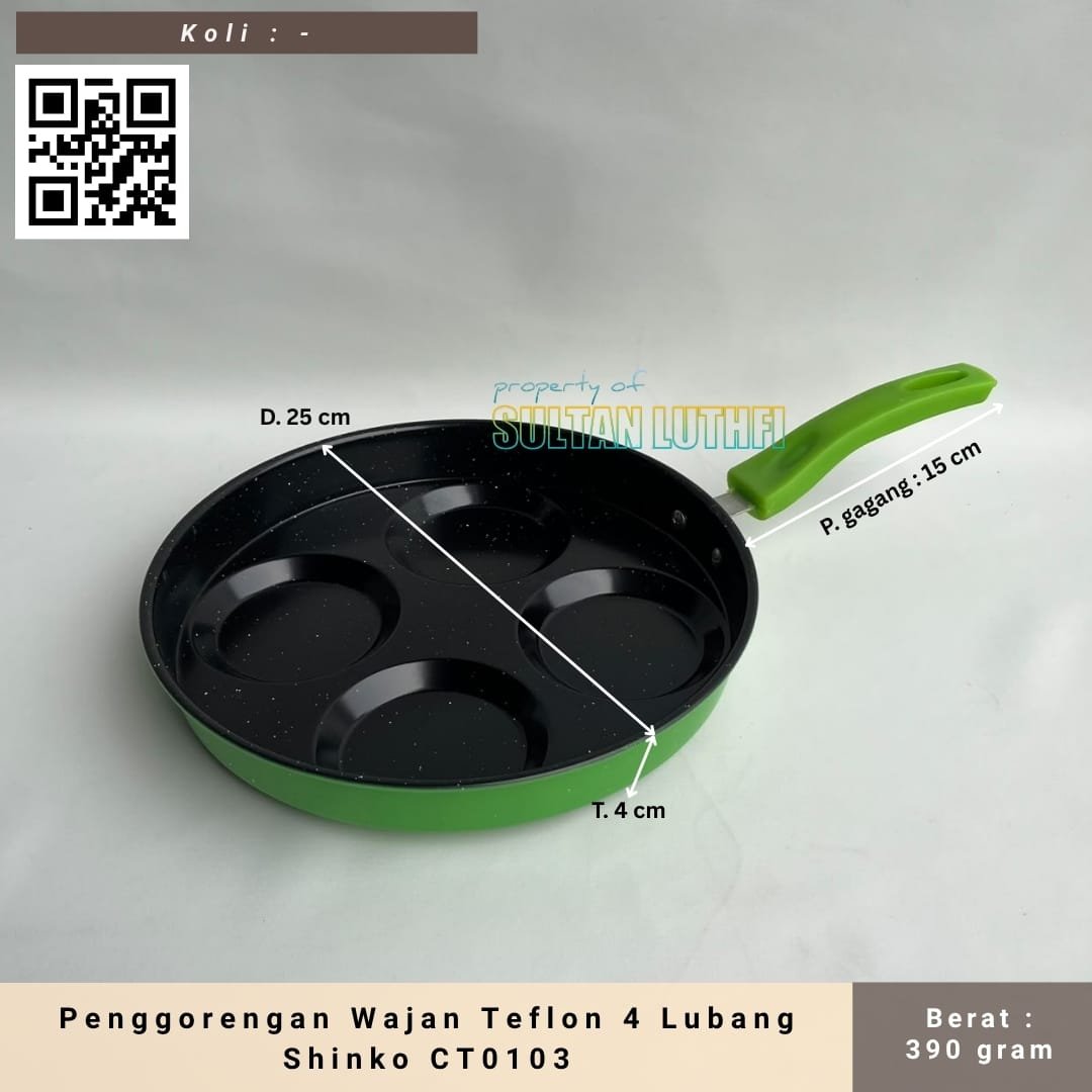 Penggorengan Wajan Teflon 4 Lubang Shinko CT0103