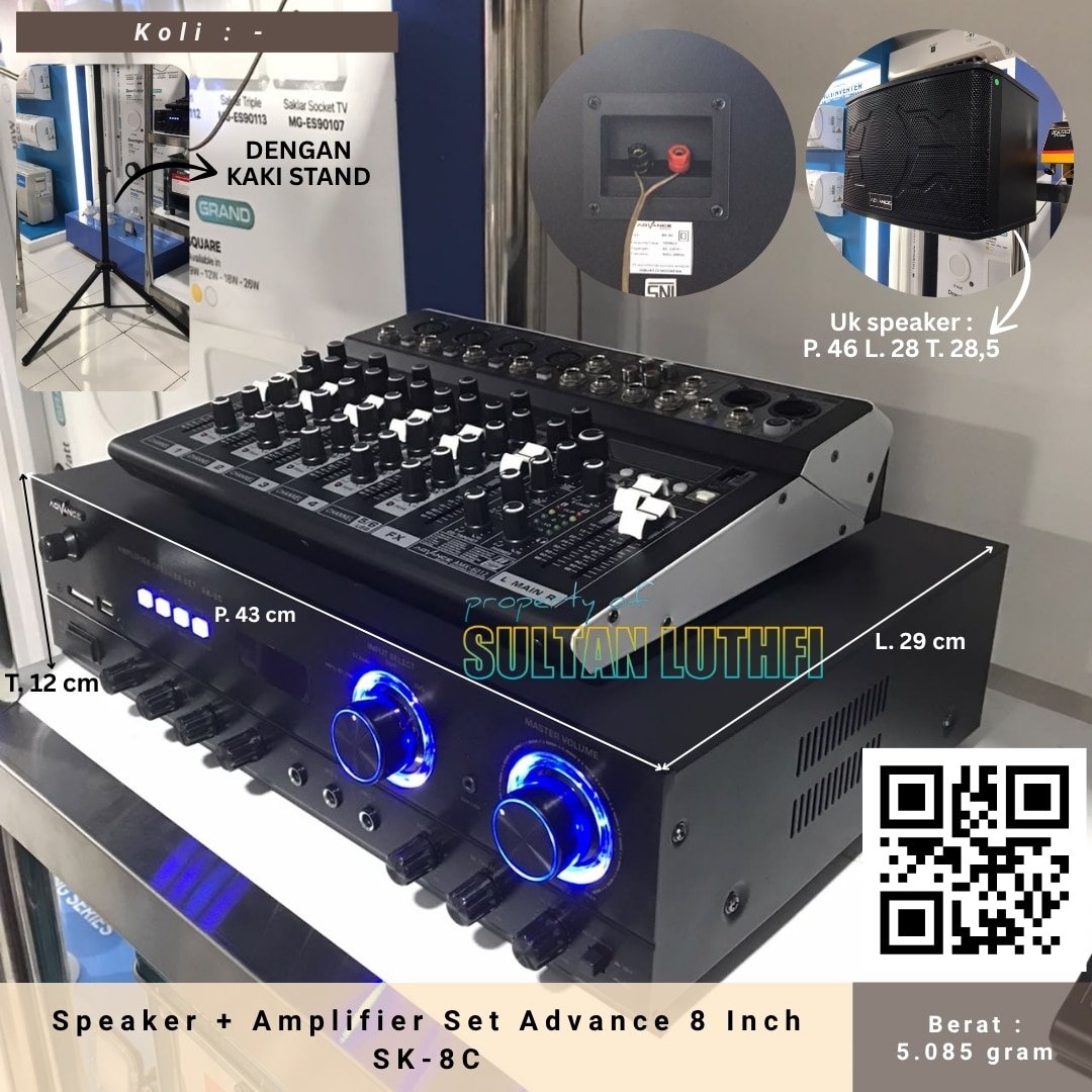 Speaker + Amplifier Set Advance 8 Inch SK-8C
